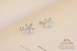 کلیپس گوش مدل گل رنگ نقره ای EAR732S0