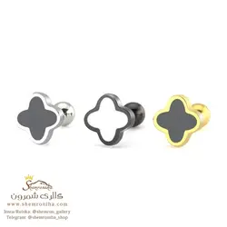 گوشواره پیرسینگی مثلث مشکی تک نگین EAR779B0