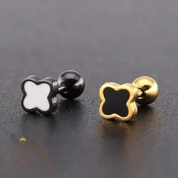 گوشواره پیرسینگی مثلث مشکی تک نگین EAR779B0
