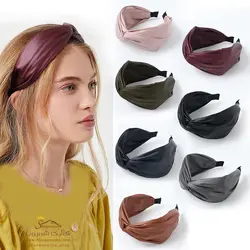 تل و هدبند زنانه پارچه ای پهن قهوه ای ACC091B0