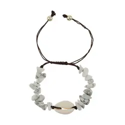 دستبند زنانه دریایی ترکیب صدف و سنگ سفید BNG407W0