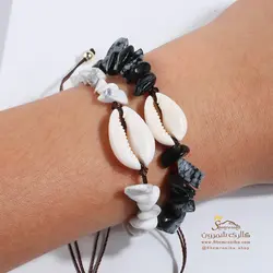 دستبند زنانه دریایی ترکیب صدف و سنگ سفید BNG407W0