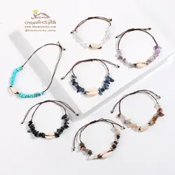 دستبند زنانه دریایی ترکیب صدف و سنگ سفید BNG407W0