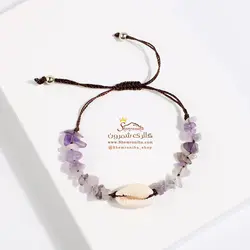 دستبند زنانه دریایی ترکیب صدف و سنگ سفید BNG407W0