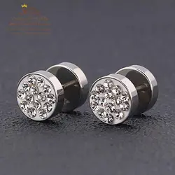 گوشواره پیرسینگی مشکی گرد نگین دار EAR778B0