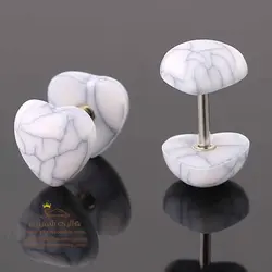 گوشواره پیرسینگی قلب مدل سنگ مرمر سفید EAR743W0
