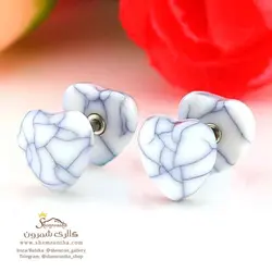 گوشواره پیرسینگی قلب مدل سنگ مرمر سفید EAR743W0