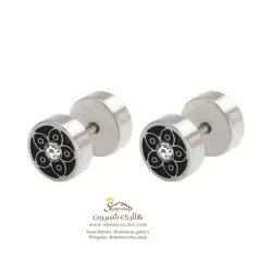 گوشواره پیرسینگی گل مشکی نگین دار EAR776S0