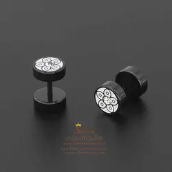 گوشواره پیرسینگی گل مشکی نگین دار EAR776S0