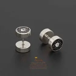 گوشواره پیرسینگی گل مشکی نگین دار EAR776S0