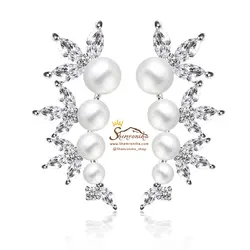 گوشواره روی گوشی مروارید و گل EAR271S0