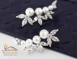 گوشواره روی گوشی مروارید و گل EAR271S0