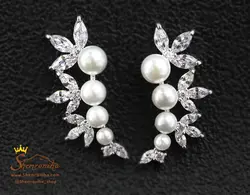 گوشواره روی گوشی مروارید و گل EAR271S0