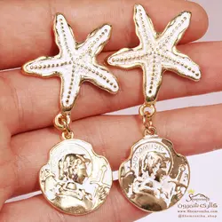 گوشواره زنانه ستاره دریایی و سکه EAR563B0