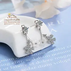 گوشواره زنانه زیرگوشی گل سیلور EAR483S0