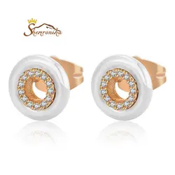 گوشواره دایره سفید با نگین زیرکنیا کد ۱۳۶۶۲