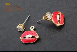 گوشواره فانتزی طرح لب با نگین زیر کنیا AAA کد ۷۸۱۲