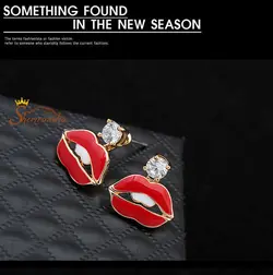 گوشواره فانتزی طرح لب با نگین زیر کنیا AAA کد ۷۸۱۲