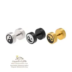 گوشواره پیرسینگی مدل یین و یانگ طلایی EAR780B0