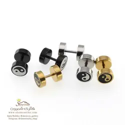 گوشواره پیرسینگی مدل یین و یانگ طلایی EAR780B0