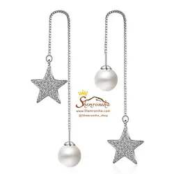 گوشواره بخیه ای ستاره و مروارید EAR256S0
