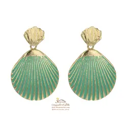 گوشواره زنانه صدف گلد فیروزه ای EAR570G0