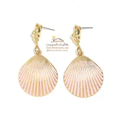 گوشواره زنانه صدف گلد فیروزه ای EAR570G0