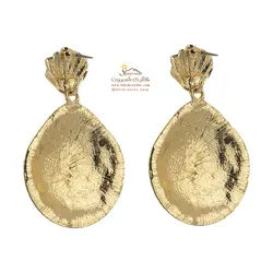 گوشواره زنانه صدف گلد فیروزه ای EAR570G0