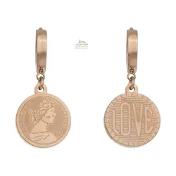 گوشواره سکه ای ملکه مدل رینگی نامتقارن EAR457R0