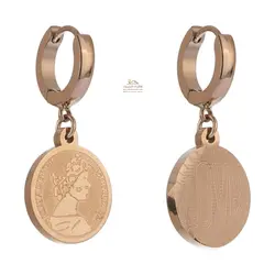 گوشواره سکه ای ملکه مدل رینگی نامتقارن EAR457R0