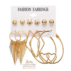 پک گوشواره ترکیبی آویزی و میخی و حلقه ای EAR538G0