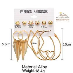 پک گوشواره ترکیبی آویزی و میخی و حلقه ای EAR538G0