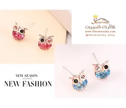 گوشواره جغد کریستالی آبی EAR488R0