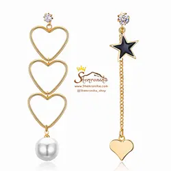 گوشواره نامتقارن قلب و ستاره رزگلد EAR278R0