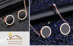 گوشواره میخی آویزی بولگاری دایره مشکی EAR246R0