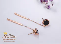 گوشواره میخی آویزی بولگاری دایره مشکی EAR246R0