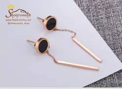 گوشواره میخی آویزی بولگاری دایره مشکی EAR246R0