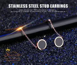 گوشواره میخی آویزی بولگاری دایره مشکی EAR246R0