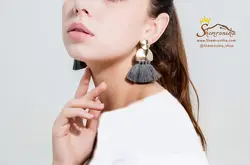 گوشواره میخی آویز ریش ریش خاکستری EAR316G0