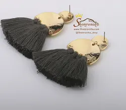 گوشواره میخی آویز ریش ریش خاکستری EAR316G0