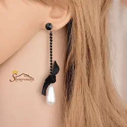 گوشواره نا متقارن گل پارچه ای و اشک EAR225N0