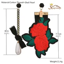 گوشواره نا متقارن گل پارچه ای و اشک EAR225N0