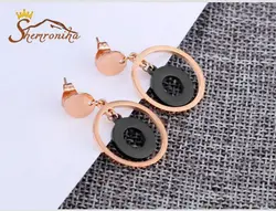 گوشواره حلقه مشکی و رزگلد EAR160R0