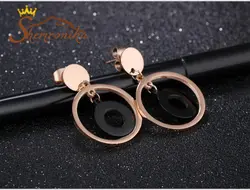 گوشواره حلقه مشکی و رزگلد EAR160R0