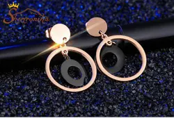 گوشواره حلقه مشکی و رزگلد EAR160R0