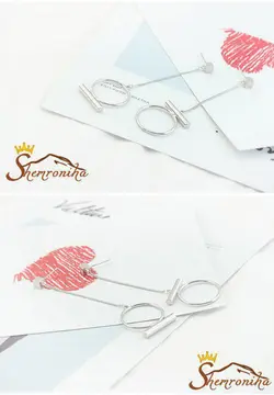 گوشواره نا متقارن آویز دایره EAR215S0