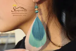 گوشواره جیپسی آویزی پر های رنگی EAR324B0