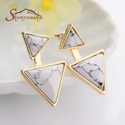 گوشواره مدرن دوطرفه زیرگوشی نگین سنگ باهاما EAR223G0