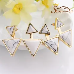 گوشواره مدرن دوطرفه زیرگوشی نگین سنگ باهاما EAR223G0