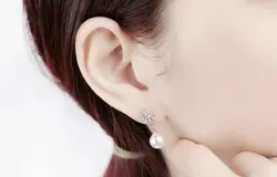 گوشواره نامتقارن گل و مروارید کد EAR177S0